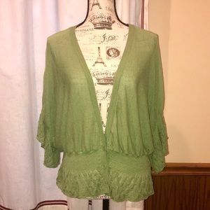 Cable & Gauge Cardigan with Crochet Trim